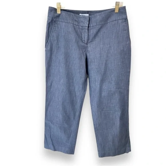 Loft Cotton blend cropped casual pant, lightweight, blue, size 4 - Picture 1 of 12